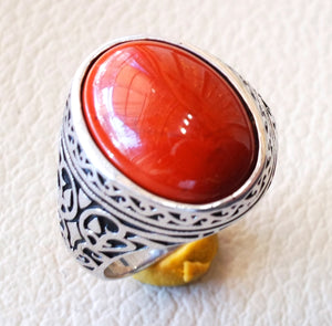 pure red jasper man ring stone natural aqeeq gem sterling silver 925 ring oval semi precious cabochon jewelry fast shipping all sizes