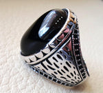 black onyx agate aqeeq sterling silver 925 vintage men ring  ottoman style jewelry any size fast shipping semi precious natural stone