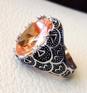 champagne golden cubic zircon men ring sterling silver 925  color unique stone all sizes jewelry fast shipping Identical to colored diamond