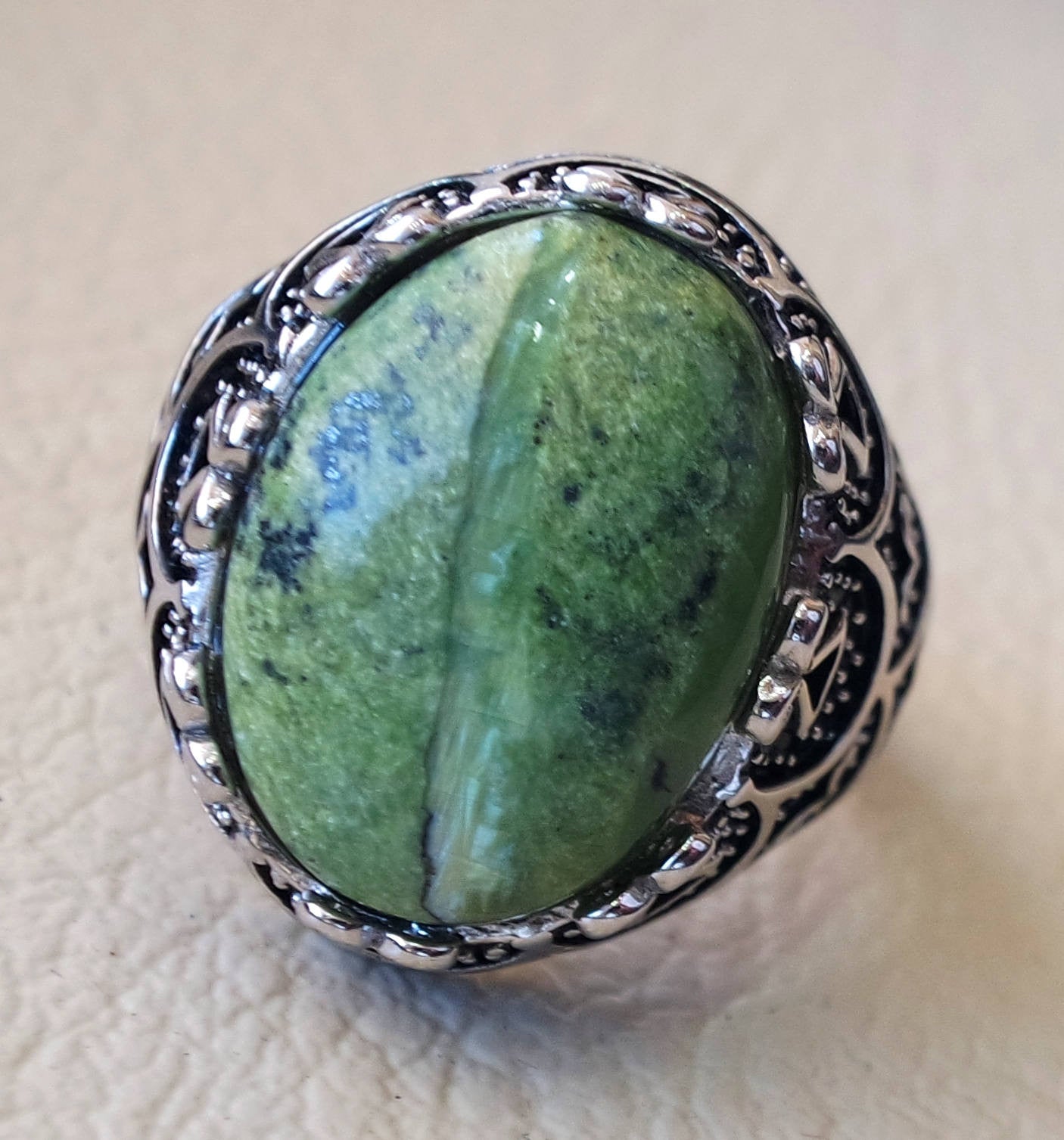 green swiss opal huge natural stone men ring sterling silver 925 stunning genuine oval gem ottoman style jewelry all sizes