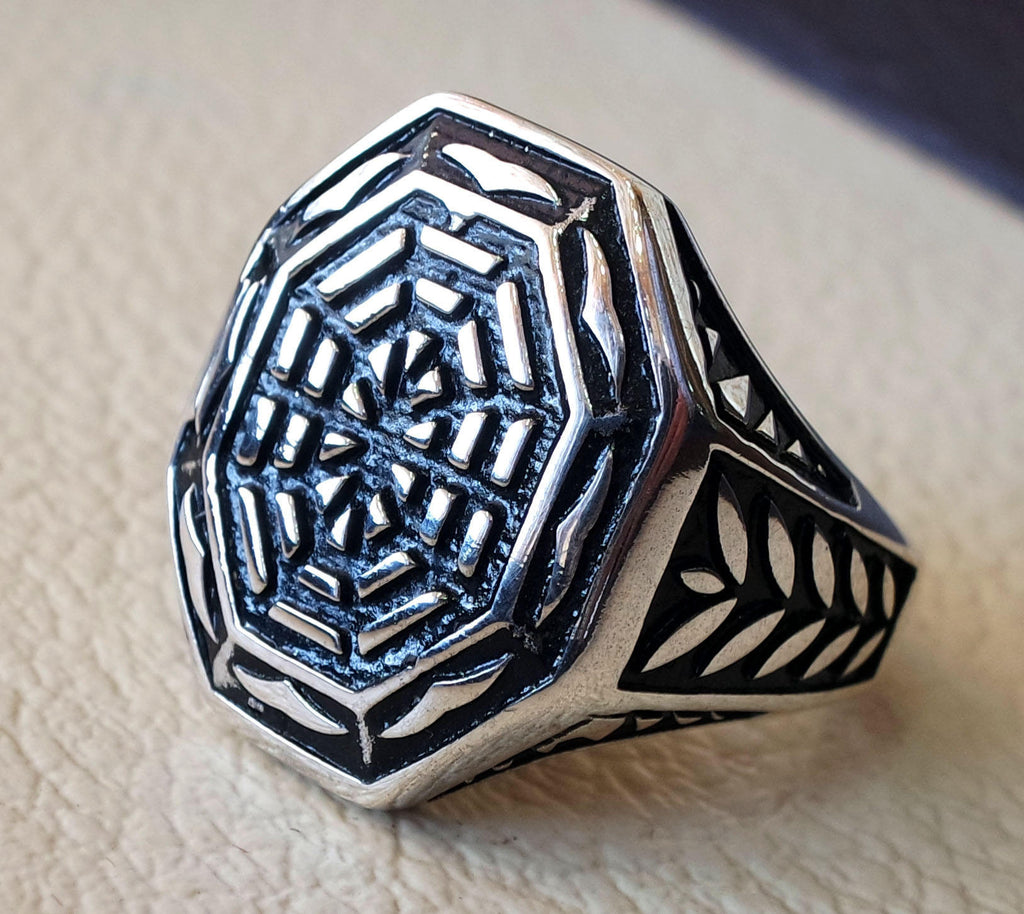 spider net  sterling silver 925 heavy ornament man ring shape any size style high quality biker animal  jewelry all sizes