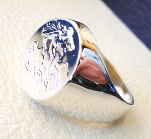 English silver coin heavy man ring round sterling silver 925 historical British replica half coin size close back all sizes jewelry