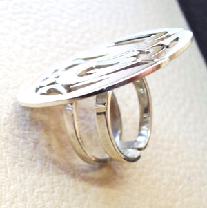 arabic customized calligraphy name round double shank ring sterling silver 925 designed to fit all sizes high quality jewelry