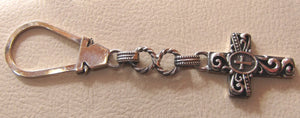 cross sterling silver 925 key chain holder heavy christian cross christianity middle eastern jewelry  vintage style handmade