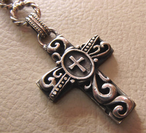 cross sterling silver 925 key chain holder heavy christian cross christianity middle eastern jewelry  vintage style handmade