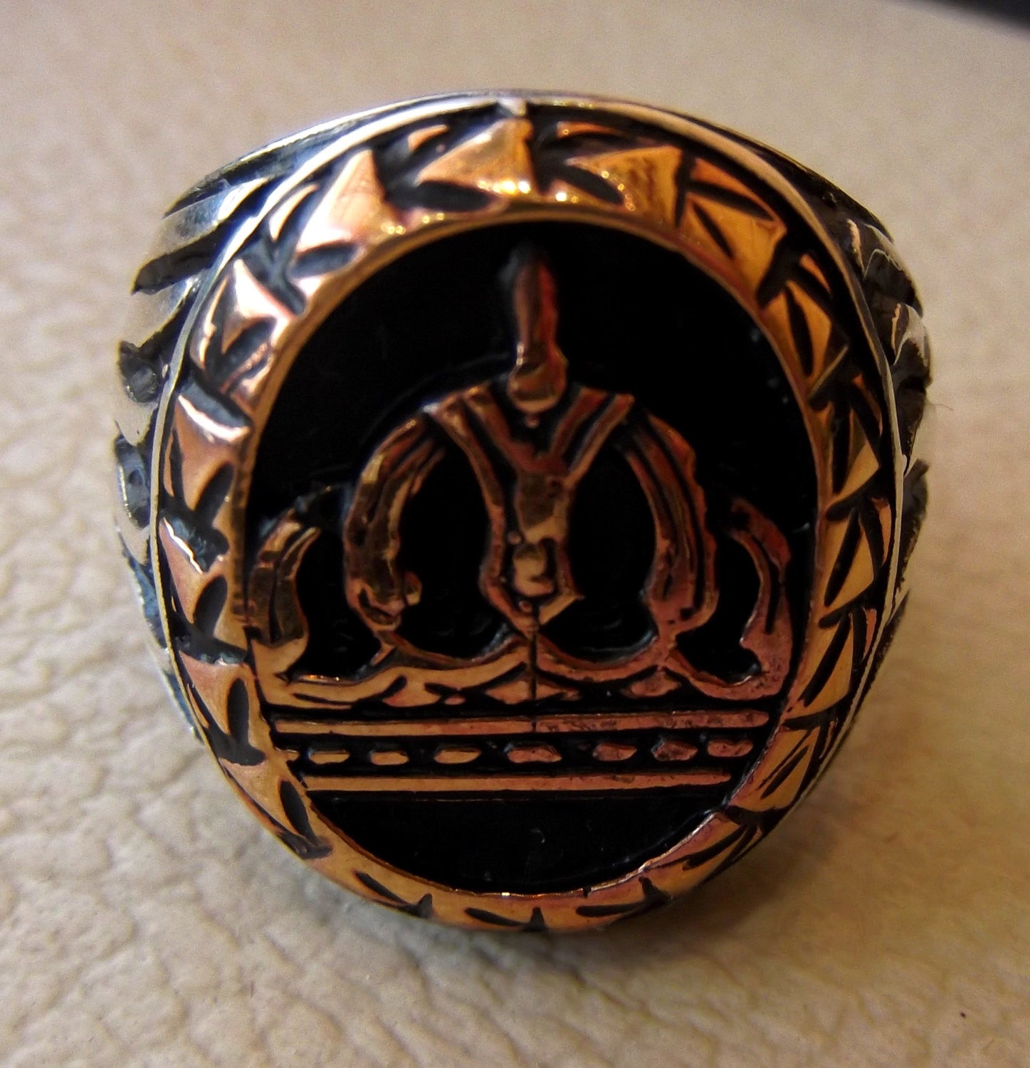 vintage style king royal crown men ring heavy sterling silver 925 and bronze handmade all sizes jewelry