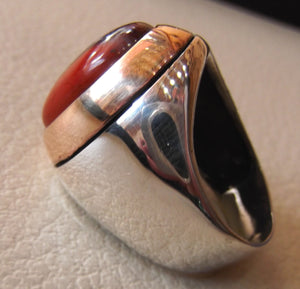 snake skin jasper stone natural gem sterling silver 925 ring red and black oval semi precious cabochon man ring jewelry with bronze frame