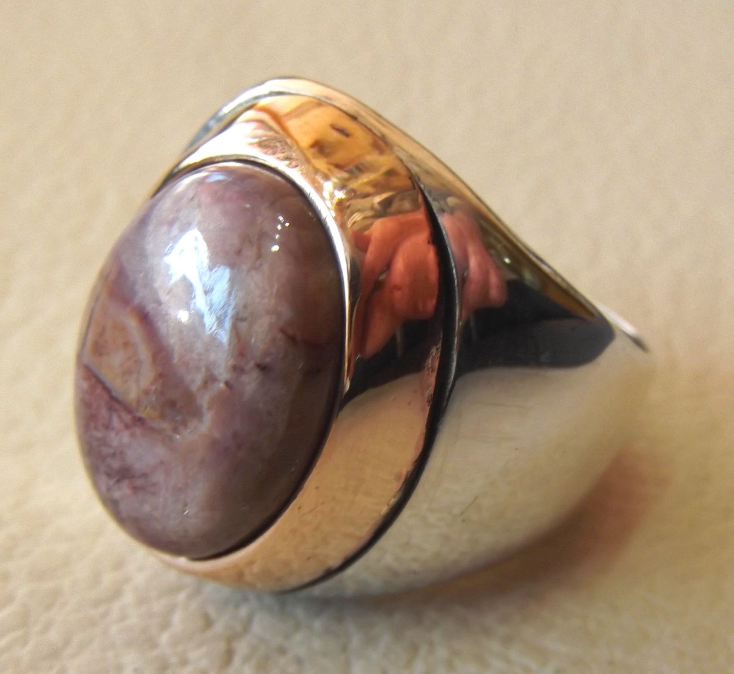 Butterfly jasper natural stone sterling silver 925 huge man ring all sizes jewelry ottoman cocktail high quality style gem in bronze frame