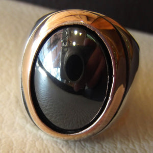 hematite natural stone sterling silver 925 man ring 18 mm 13 mm cabochon semi precious in bronze frame jewelry all sizes nice gift