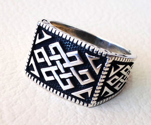 celtic sterling silver 925 heavy man ring rectangular shape any size antique style high quality jewelry