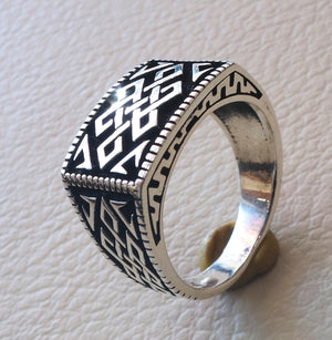 celtic sterling silver 925 heavy man ring rectangular shape any size antique style high quality jewelry