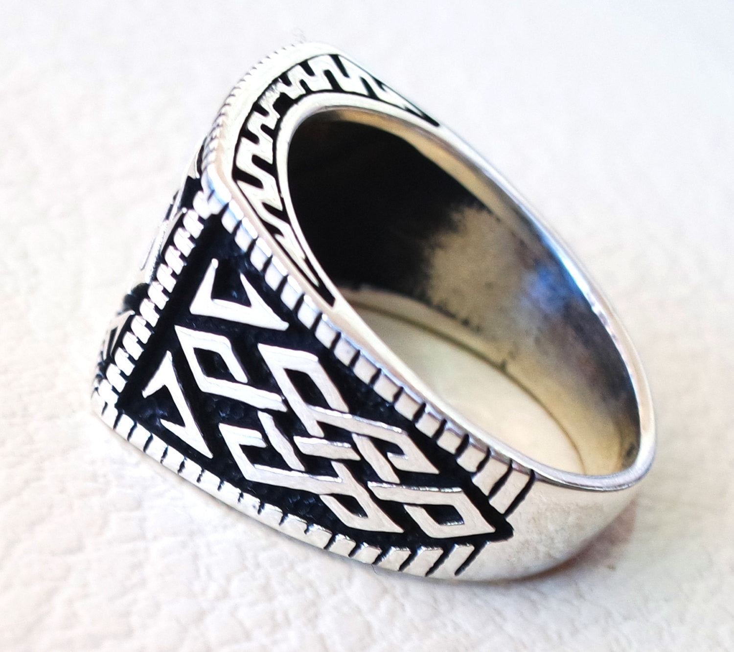 celtic sterling silver 925 heavy man ring rectangular shape any size antique style high quality jewelry