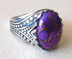 purple copper mohave turquoise top quality semi precious natural stone sterling silver 925 men ring turkish arabic style jewelry all sizes