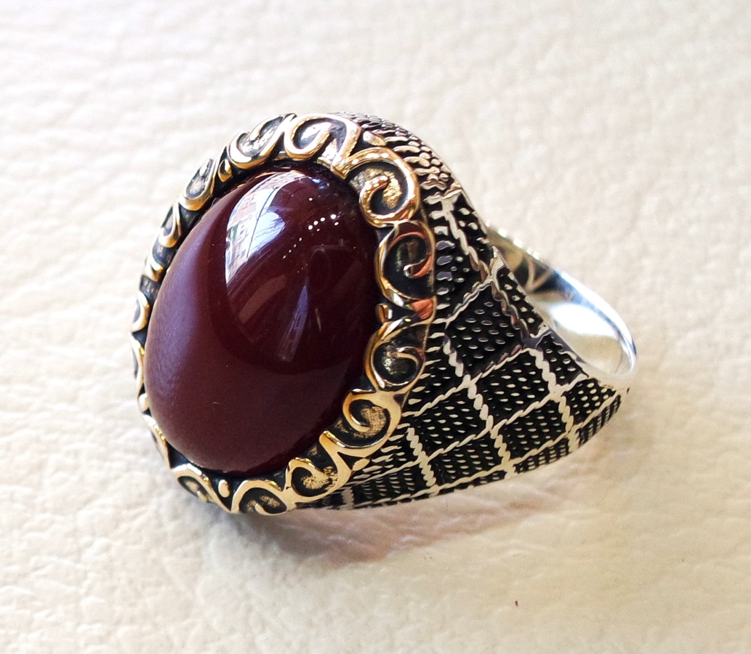 liver agate aqeeq ring sterling silver 925 ring any size antique middle eastern style dark carnelian semi precious natural cabochon عقيق