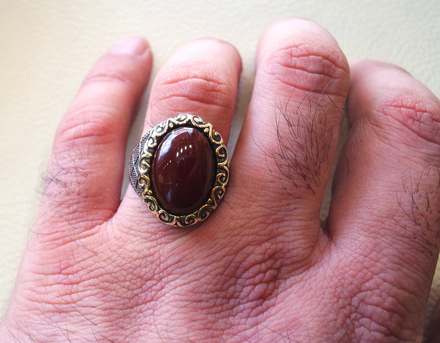liver agate aqeeq ring sterling silver 925 ring any size antique middle eastern style dark carnelian semi precious natural cabochon عقيق