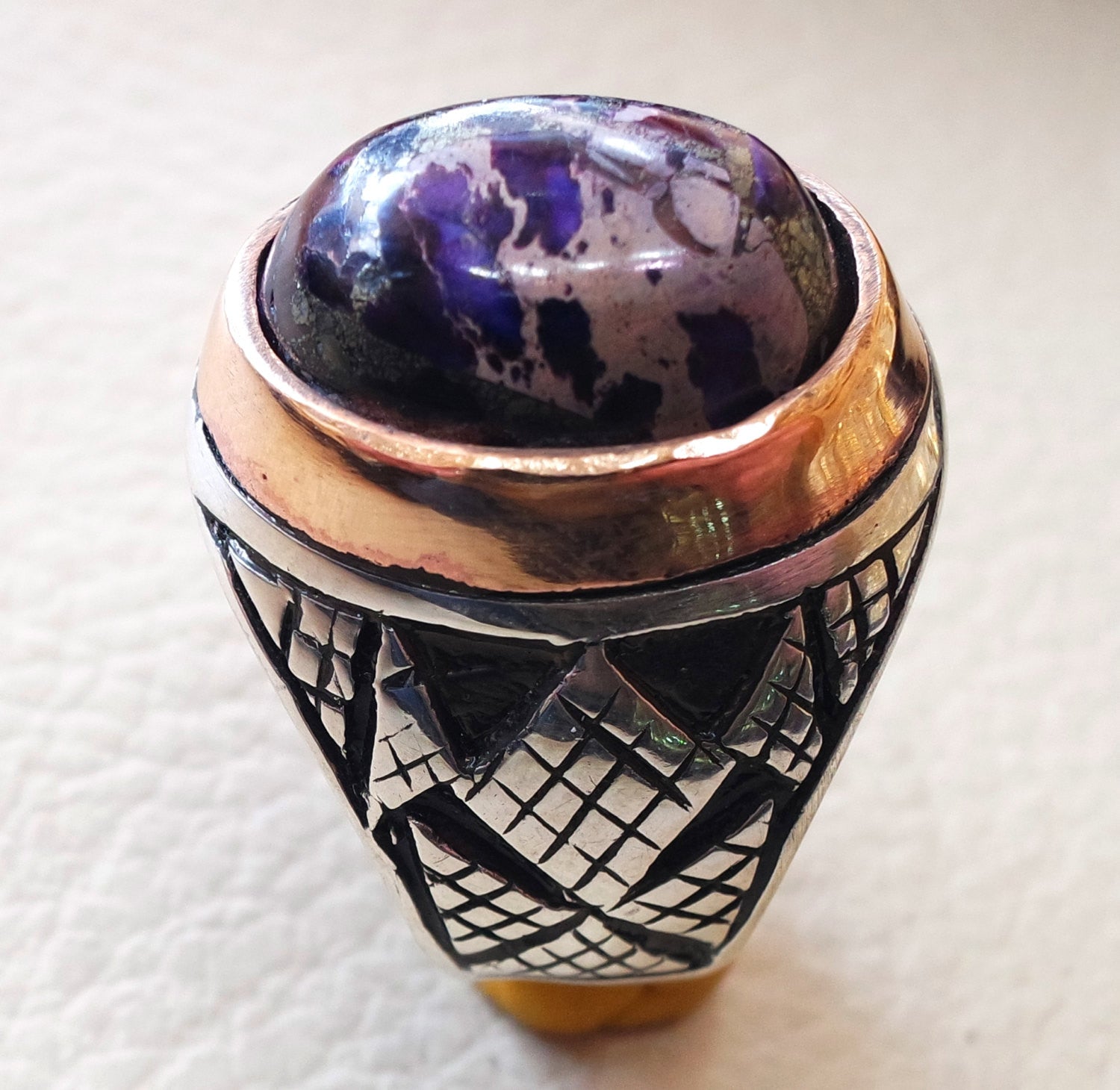 men ring sea sediment jasper multi color purple orange red stone all sizes natural semi precious sterling silver 925 bronze frame jewelry