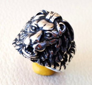 lion ring heavy sterling silver 925 man biker ring all sizes handmade animal head jewelry fast shipping detailed craftsmanship