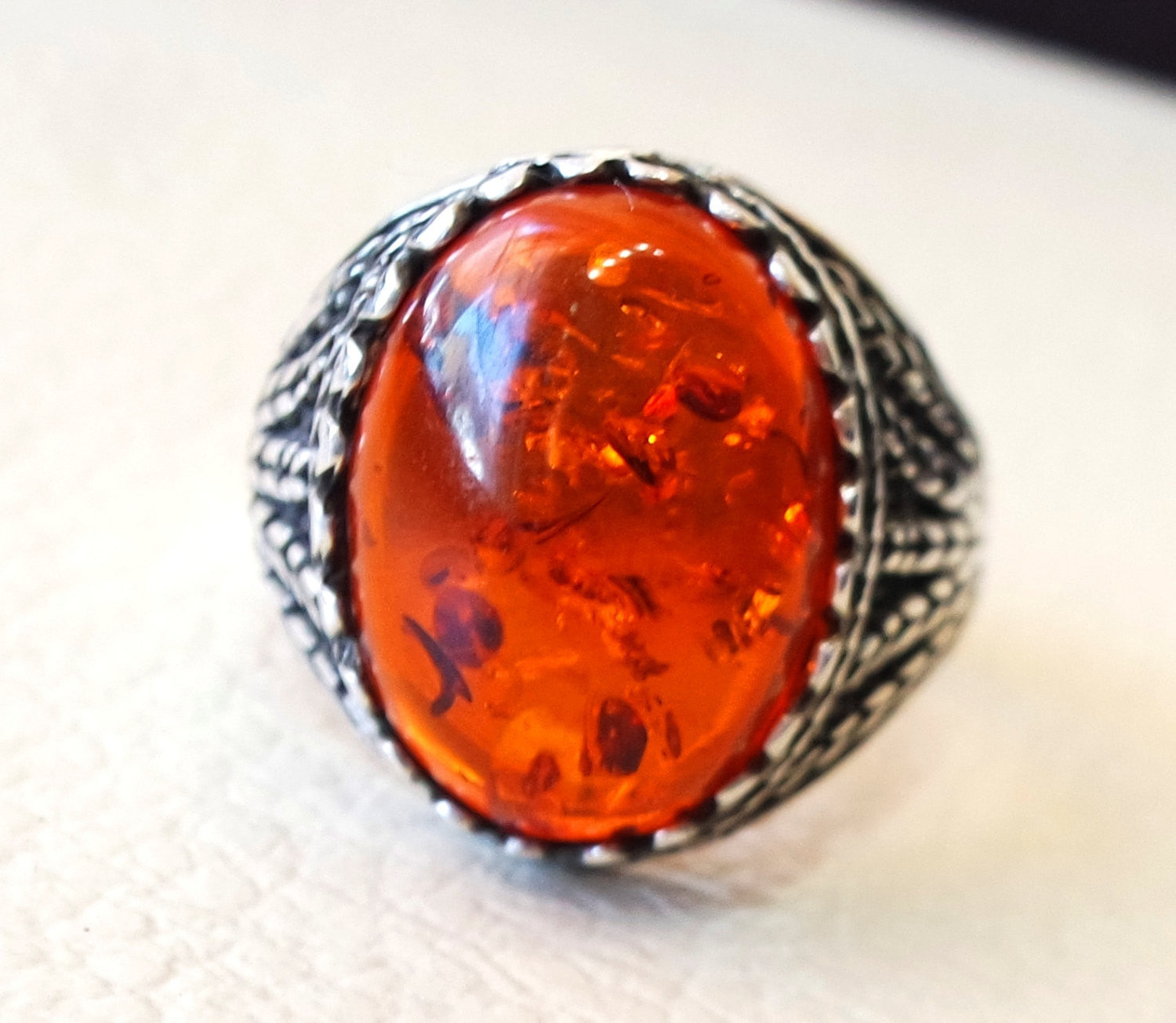 Baltic amber oval stone huge two tone man ring sterling silver 925 antique jewelry sizes fast shipping imitation stone identical to genuine